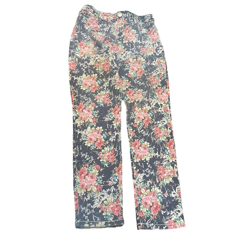 Seven7 Floral Print Skinny Jeans Rose Flower Pattern Stretch Denim Size 8 Boho